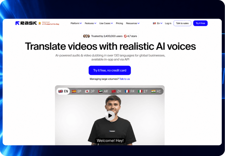 Rask AI dashboard